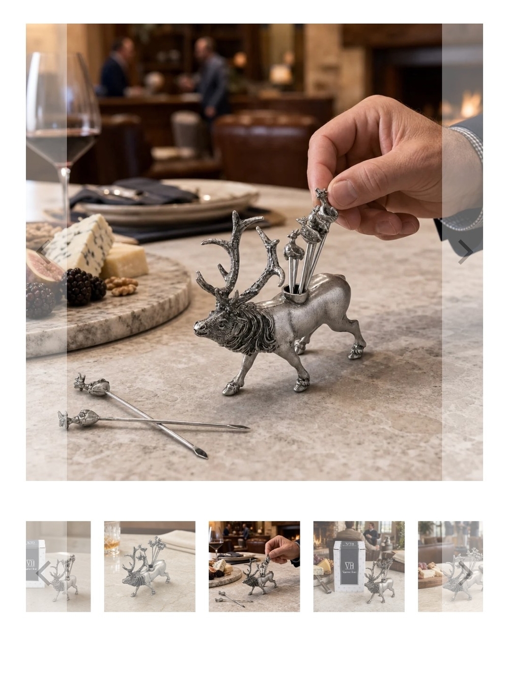 Vagabond House Elk Pewter Cheese Pick Set